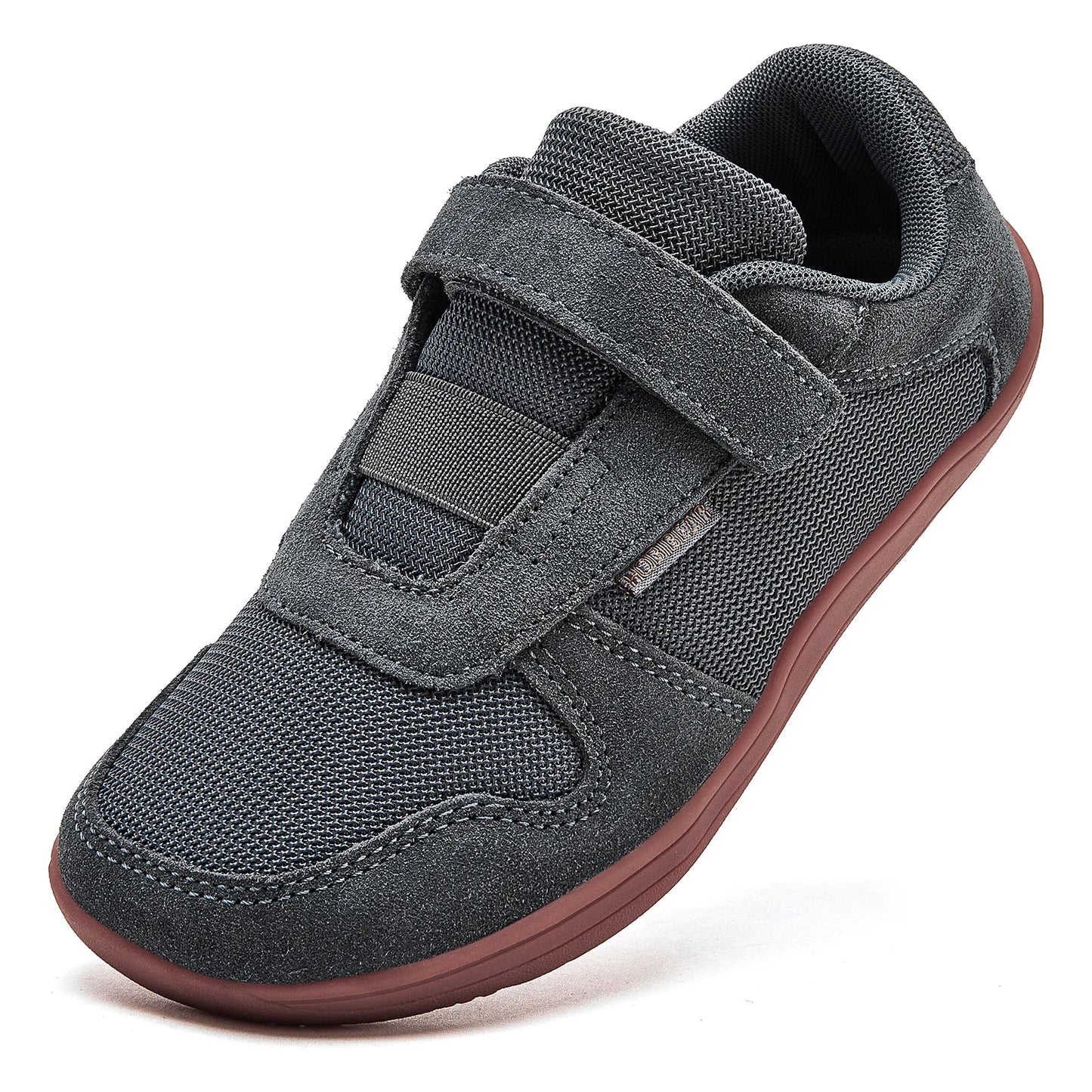 HOBIBEAR Kids Wide Toe Barefoot Shoes – Lightweight Minimalist Sneakers for Little & Big Kids, Hook & Loop Closure, Artificial Leather & Mesh