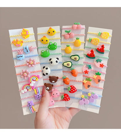40PCS/10PCS Cute Flower Hair Bands for Girls – Elastic Hair Rings for Kids Birthday Party Headwear