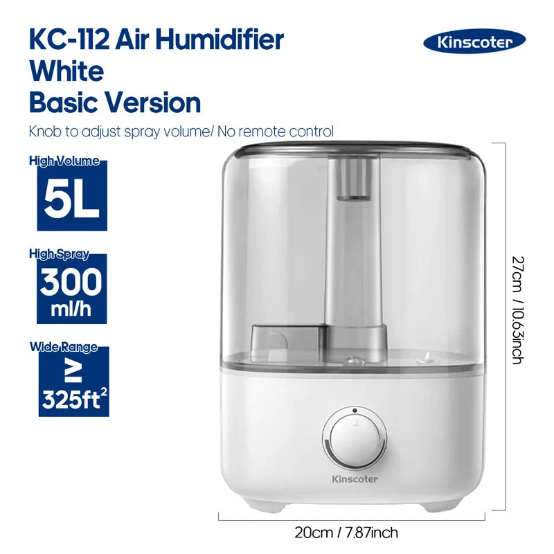 KINSCOTER 3L Air Humidifier – Large Capacity Aroma Diffuser with Remote Control & Timer for Home and Plants