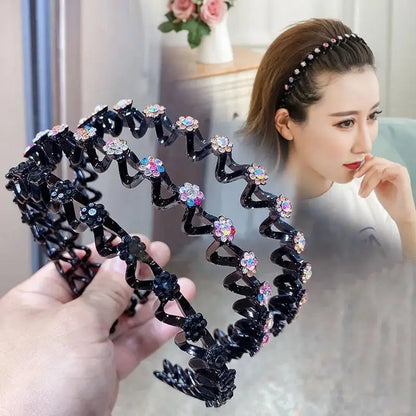 New Non-slip Rhinestone Headbands – Solid Wave Hairbands for Women & Girls, Bezel Fashion Hair Hoop, Boutique Hair Accessories