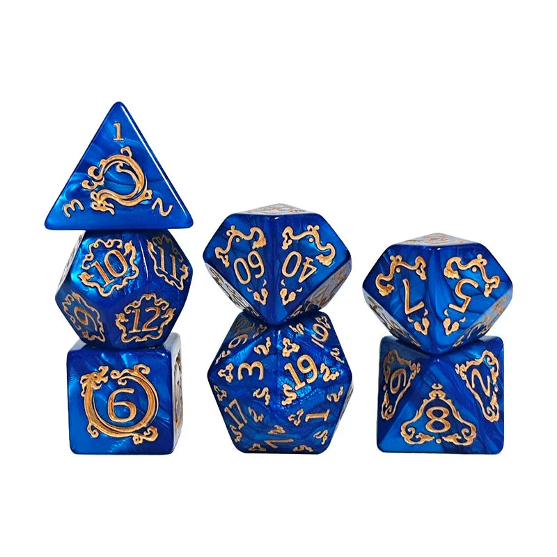 DND 7-Piece Dragon Pattern Polyhedral Dice Set – Role-Playing D&D TRPG Board Game Accessories