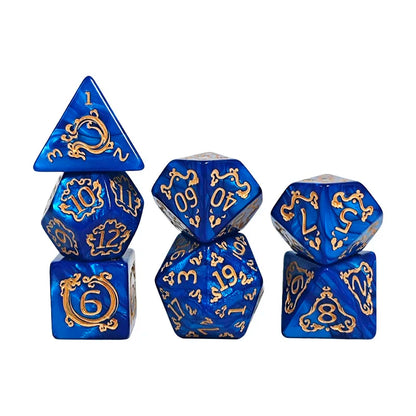 DND 7-Piece Dragon Pattern Polyhedral Dice Set – Role-Playing D&D TRPG Board Game Accessories