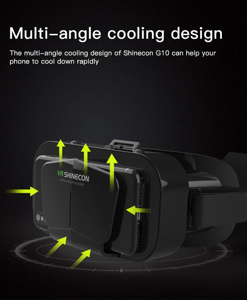 Shinecon 3D VR Headset – Virtual Reality Glasses with Helmet Lenses for Smartphones