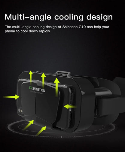 Shinecon 3D VR Headset – Virtual Reality Glasses with Helmet Lenses for Smartphones