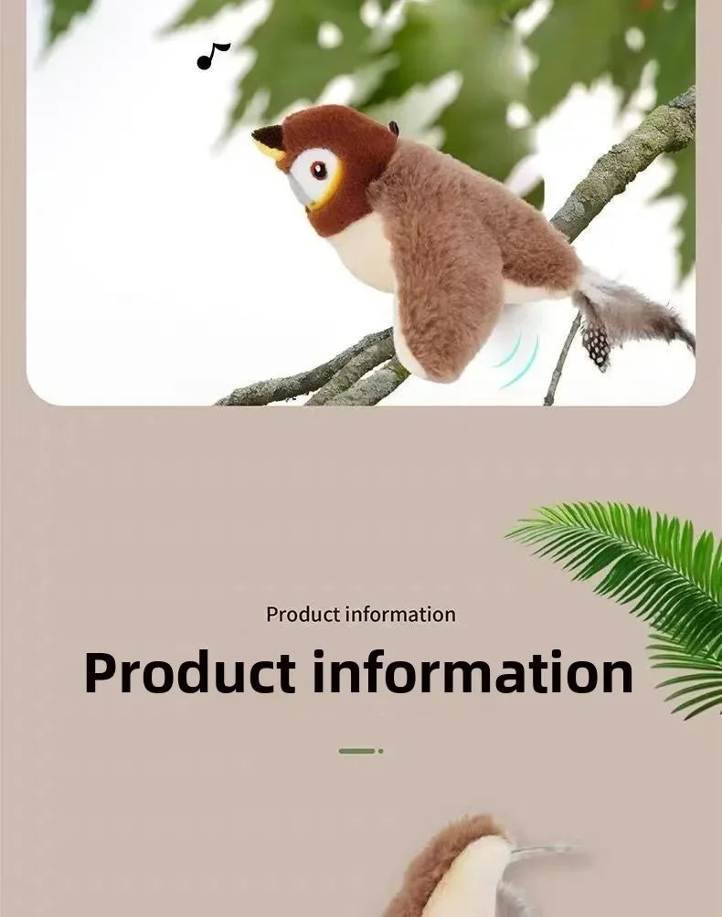 Interactive Cat Toy – Rechargeable Electric Chirping Bird with Flapping Wings & Catnip, Touch-Activated Plush for Cats