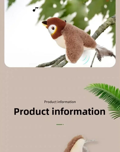 Interactive Cat Toy – Rechargeable Electric Chirping Bird with Flapping Wings & Catnip, Touch-Activated Plush for Cats