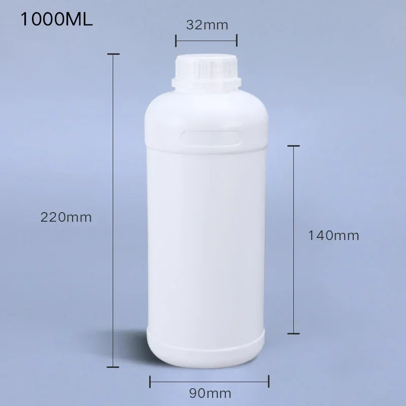 1000mL HDPE Refillable Plastic Bottle with Lid — Food Grade, Leakproof Container for Liquids, Agriculture & Pesticides, 1PCS