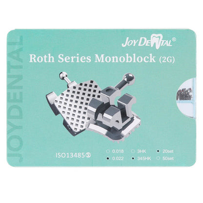 20/50 Sets JOY DENTAL Orthodontic Brackets – MIM Monoblock Metal Mini Roth .022/MBT .018 with Hooks for Dentistry Ortho Braces