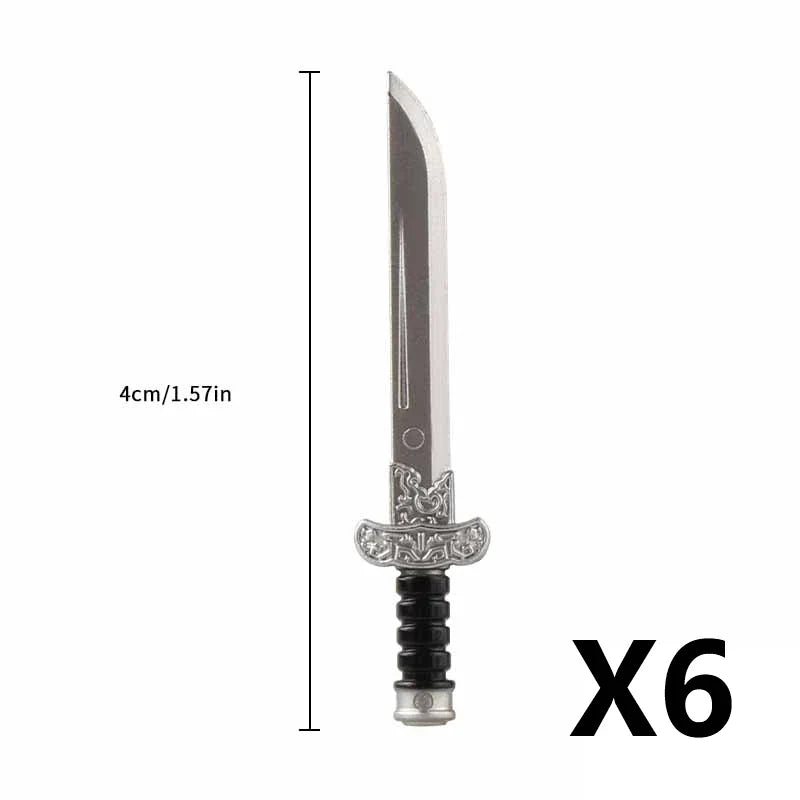Medieval Figure Weapons Building Blocks Kit – King Sword, Lion Shield, Trident & Double-Edged Axe Battle Toy