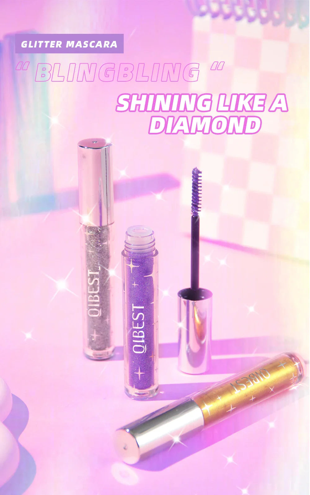 Diamond Galaxy Glitter Mascara – Sweat-Proof, Quick-Dry, Long-Lasting Curling Thick Lash Makeup          Ask ChatGPT