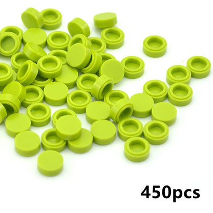450PCS Round 1x1 Flat Stud Building Block Accessories – Colorful MOC-Compatible Creative Toy Parts Set for DIY Construction