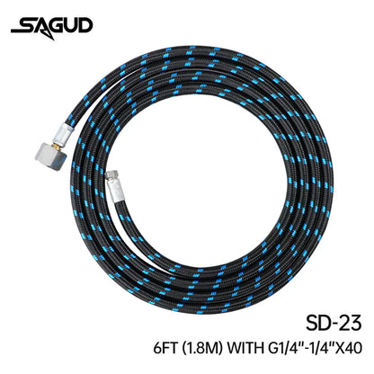 1.8m Nylon Braided Airbrush Hose with 1/8” Thread & 1/8” Male to 1/4” Female Fitting Adapter for Airbrush Accessories