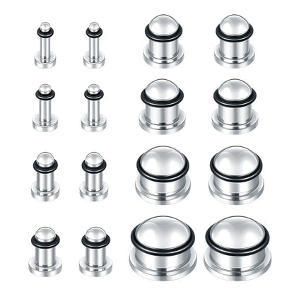 2PCS Stainless Steel Ear Plugs & Tunnels — 1.6-16mm Silver Ear Gauge Stretching Kit for Men & Women