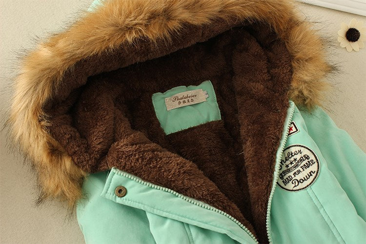 2024 Women's Winter Cotton Jacket – Slim Fit Hooded Parka, Embroidered Padded Warm Casual Overcoat
