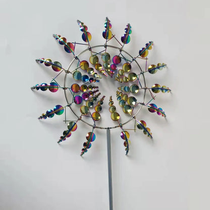 Outdoor Metal Wind Spinner – Rotating Windmill Garden Decoration & Yard Art