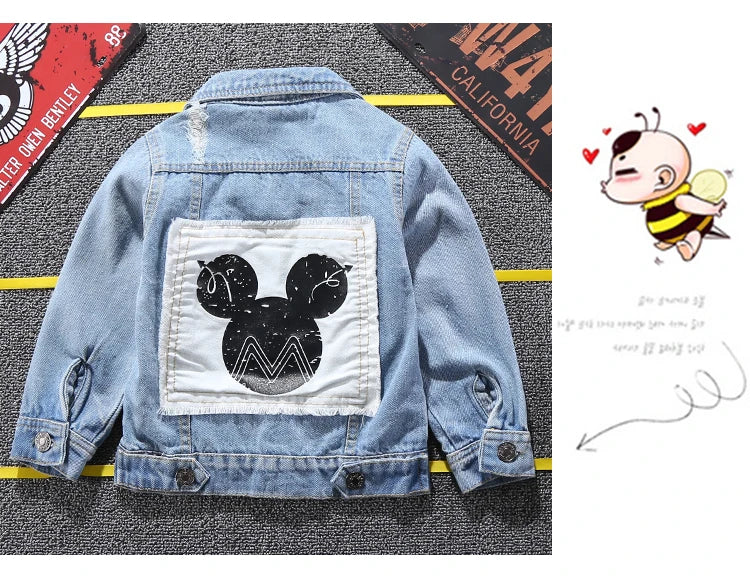Mickey Denim Jacket for Kids – Cartoon Jean Coat for Boys & Girls, Stylish Autumn Outerwear