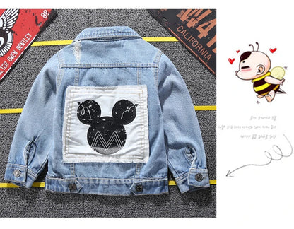 Mickey Denim Jacket for Kids – Cartoon Jean Coat for Boys & Girls, Stylish Autumn Outerwear