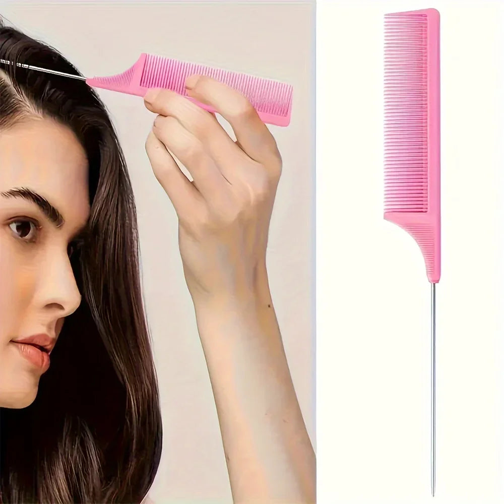 4-Piece Hair Styling Comb Set – Rat Tail, Edge & Smooth Black Brushes for All Hair Types