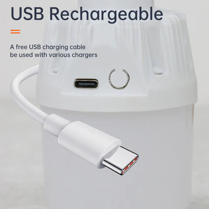 Portable LED Camping Light Bulb USB Rechargeable – 1/2/3/5/10PCS Outdoor Hanging Lamp with 3 Lighting Modes (White/Orange)