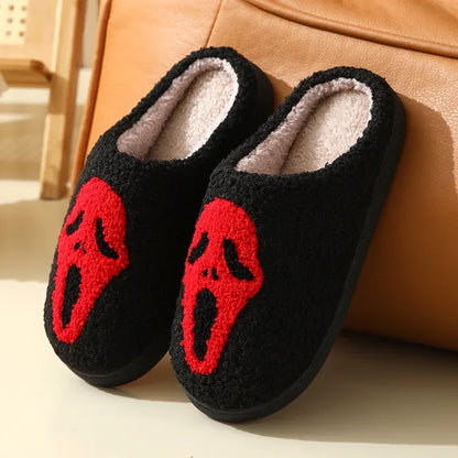 Skull Cartoon Winter Slippers – Warm Cotton Indoor Slippers for Men & Women, Cozy Couple Home Shoes