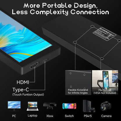 8.8 Inch HDMI Touch Screen Monitor – Long Wide Display with Case, PC Temperature Sensor Panel & Small Extender Monitor