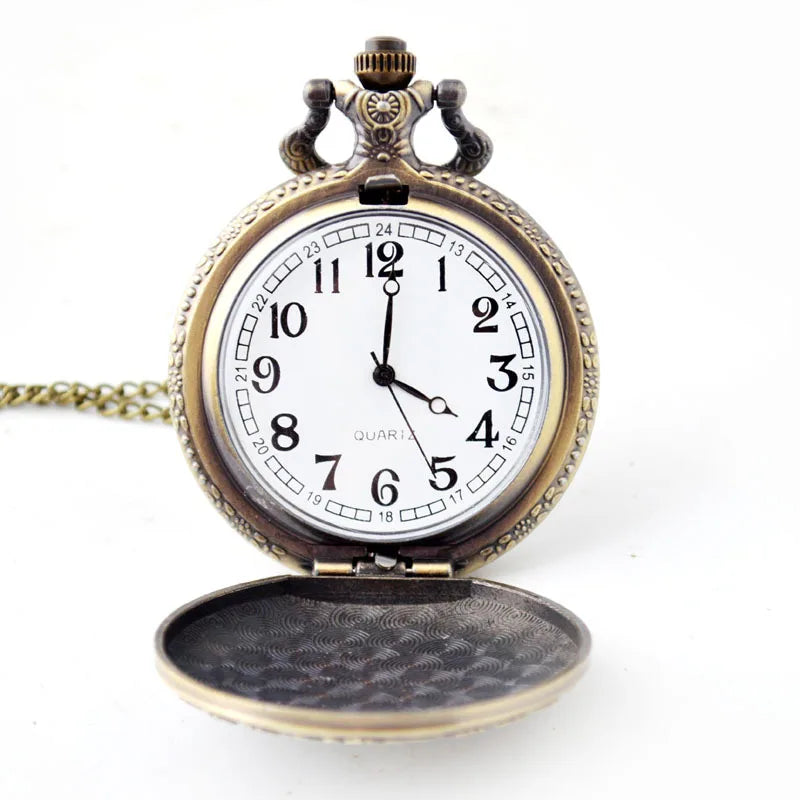 Disney Retro Alice in Wonderland Bronze Quartz Pocket Watch – Vintage Fob Watch Christmas & Birthday Gift