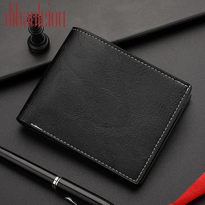 Retro Men’s PU Leather Wallet with Zipper – Classic Bi-Fold Business Card Holder with Multiple Pockets & Money Clip Slim Credit Card Wallet