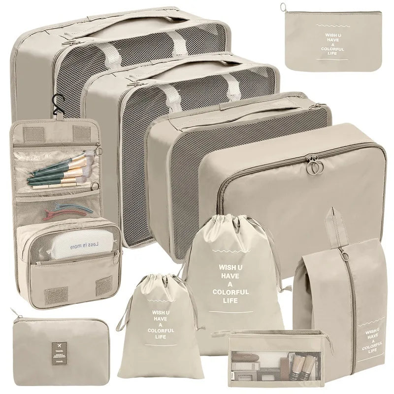 Travel Organizer Packing Cubes Set: Portable Luggage Storage Bags - 7/8/9/10 Pcs