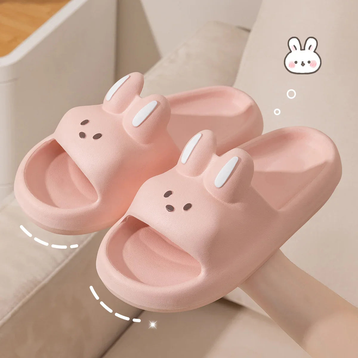 Pillow Rabbit Slippers for Women & Men – Comfy House Slides & Shower Sandals with Cushioned Thick Sole