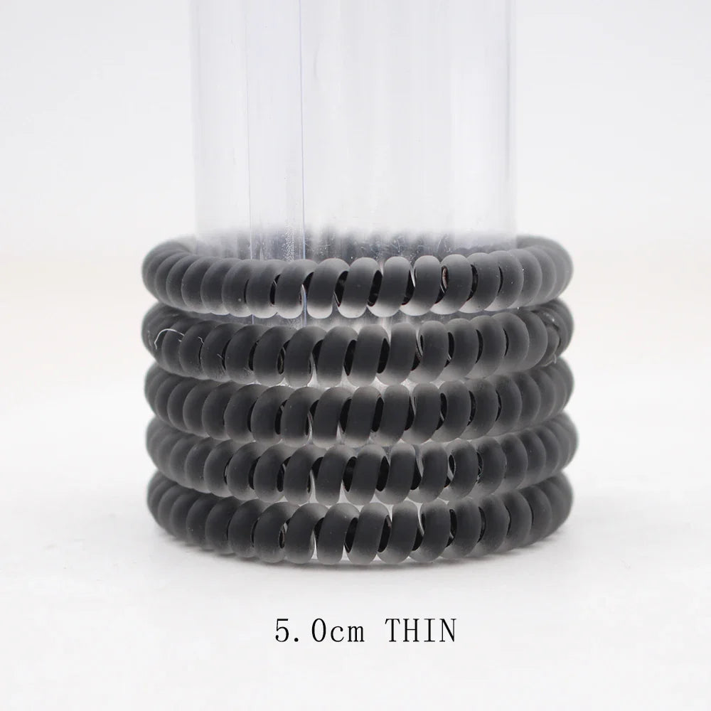 5Pcs Matte Spiral Hair Bands - Fashion Telephone Wire Elastic Hair Ties Stretchable Cord Rubber Bands for Women & Girls