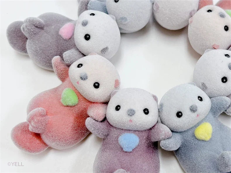Genuine YELL Gashapon Capsule Toy – Kawaii Flocking Otter Figures for Kids, Desk & Collectible Decor