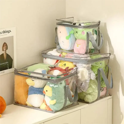 Large Capacity PVC Waterproof Toy Storage Box – Foldable Transparent Dustproof Home Organizer Bag