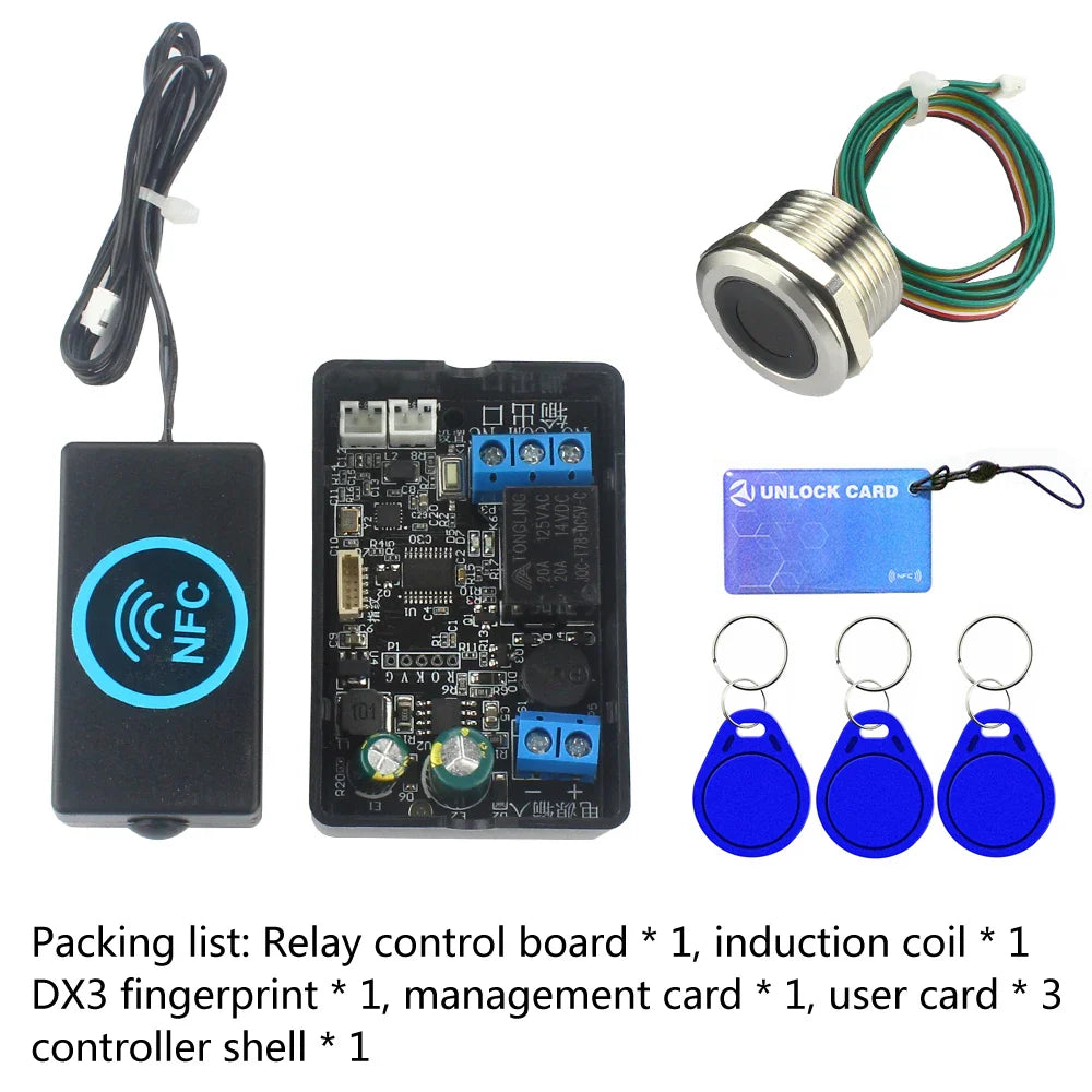 Mobile Phone NFC Fingerprint Relay Control Module – DC10V-120V IC Card Access Controller for Locomotive Car Unlock