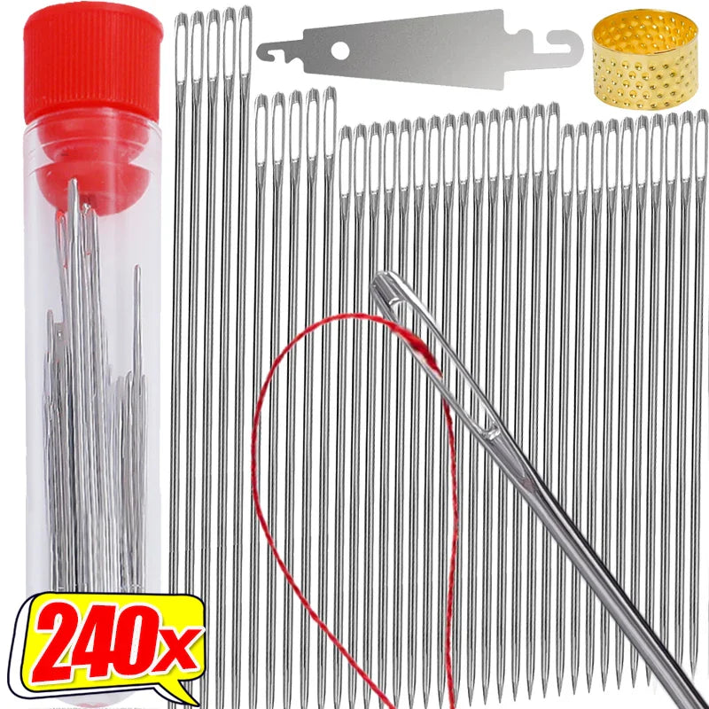 Large Eye Stainless Steel Sewing Needle Set for Embroidery, Knitting & Yarn Stitching – Hand Sewing DIY Crafts Tools