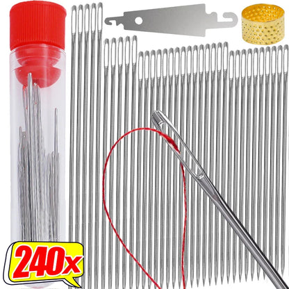 Large Eye Stainless Steel Sewing Needle Set for Embroidery, Knitting & Yarn Stitching – Hand Sewing DIY Crafts Tools
