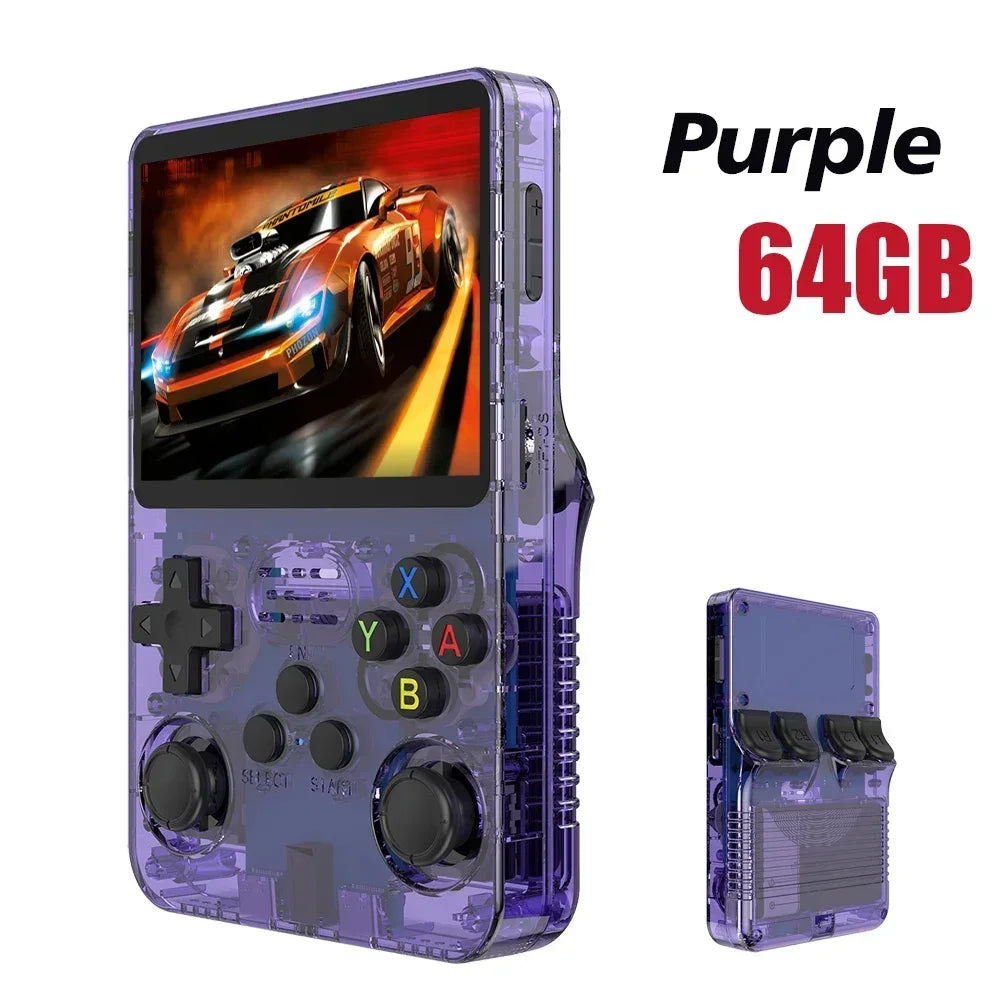 128GB Open Source R36S Video Game Console – Linux System, 3.5 Inch IPS Screen, Orange Portable Pocket Player with 64GB of Best Games