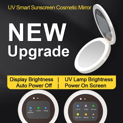TENGMIR UV Smart Sunscreen Makeup Mirror – Portable LED Light UV Detection & Sunscreen Testing Mirror