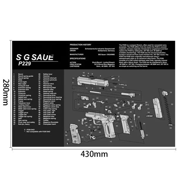 Gun Cleaning Rubber Mat Mouse Pad – AR15, AK47, Remington 870, GLOCK Gen4/Gen5, CZ-75, P220, P226, P229, Beretta 92, 1911 3D Work Mat