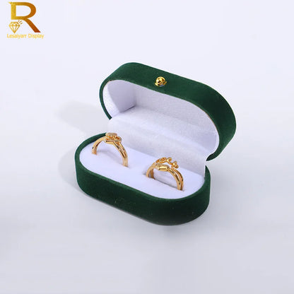 Velvet Jewelry Ring Box — Double Ring Organizer Trinket Box for Wedding & Gift