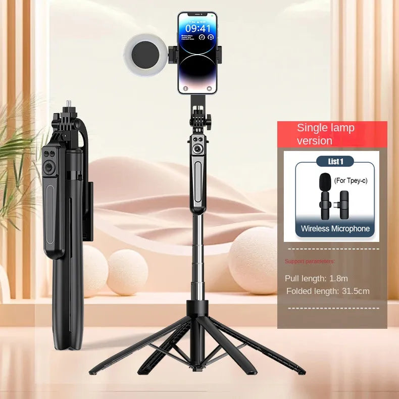 FANGTUOSI 180cm Wireless Selfie Stick Tripod – Phone Holder Stand with Bluetooth Shutter for Smartphones & Cameras