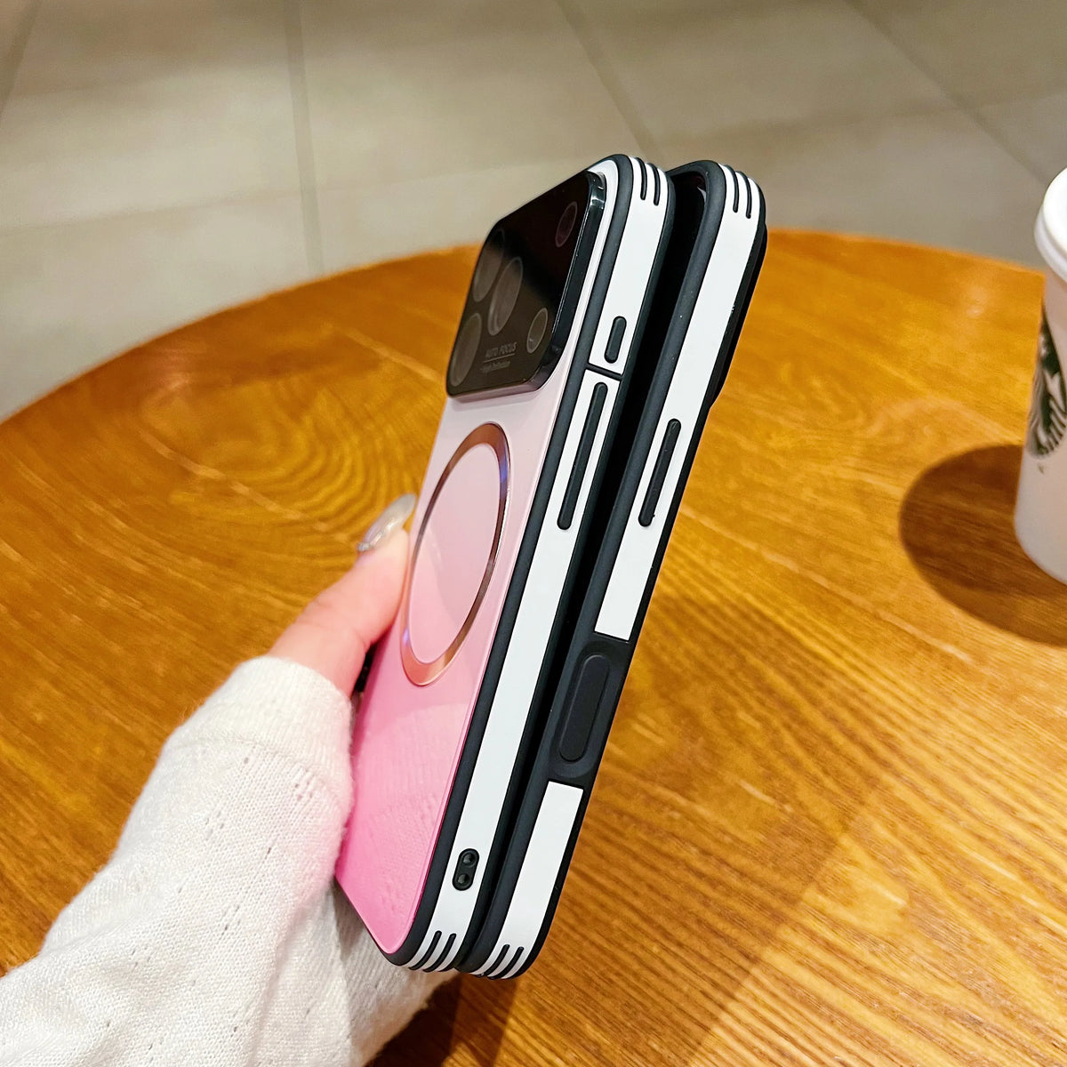 Luxury Large Window MagSafe Phone Case for iPhone 18 17 16 15 14 13 12 Pro Max Plus - Magnetic Gradient Streaming Protective Cover