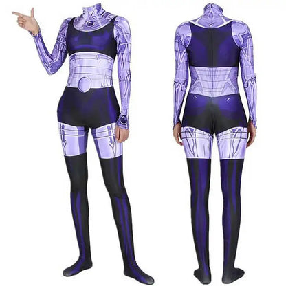 Girls & Women Blackfire Superhero Cosplay Costume – Starfire Bodysuit Zentai Jumpsuit for Halloween