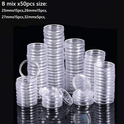 10/25pc Transparent Plastic Coin Capsules – 21-45mm Coin Storage and Collecting Case Holder