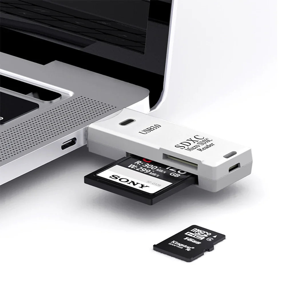 2 in 1 USB 3.0 Card Reader: High Speed Micro SD Card Reader Adapter - TF Memory Card for PC Laptop Accessories