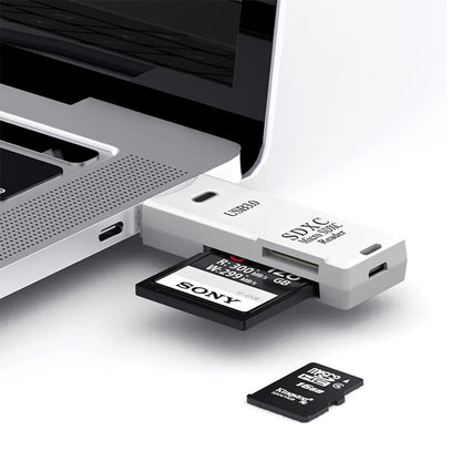 2 in 1 USB 3.0 Card Reader: High Speed Micro SD Card Reader Adapter - TF Memory Card for PC Laptop Accessories