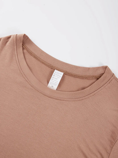 Y2K Women’s Solid Cotton Crop Top – Short Sleeve, High-Elastic O-Neck T-Shirt for Summer Streetwear & Sporty Fashion