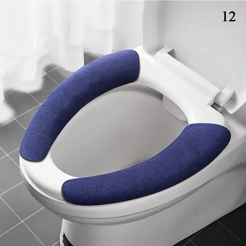 2-Pack Reusable Flannel Toilet Seat Cover Pads – Washable Warm Bathroom Seat Cushion Set