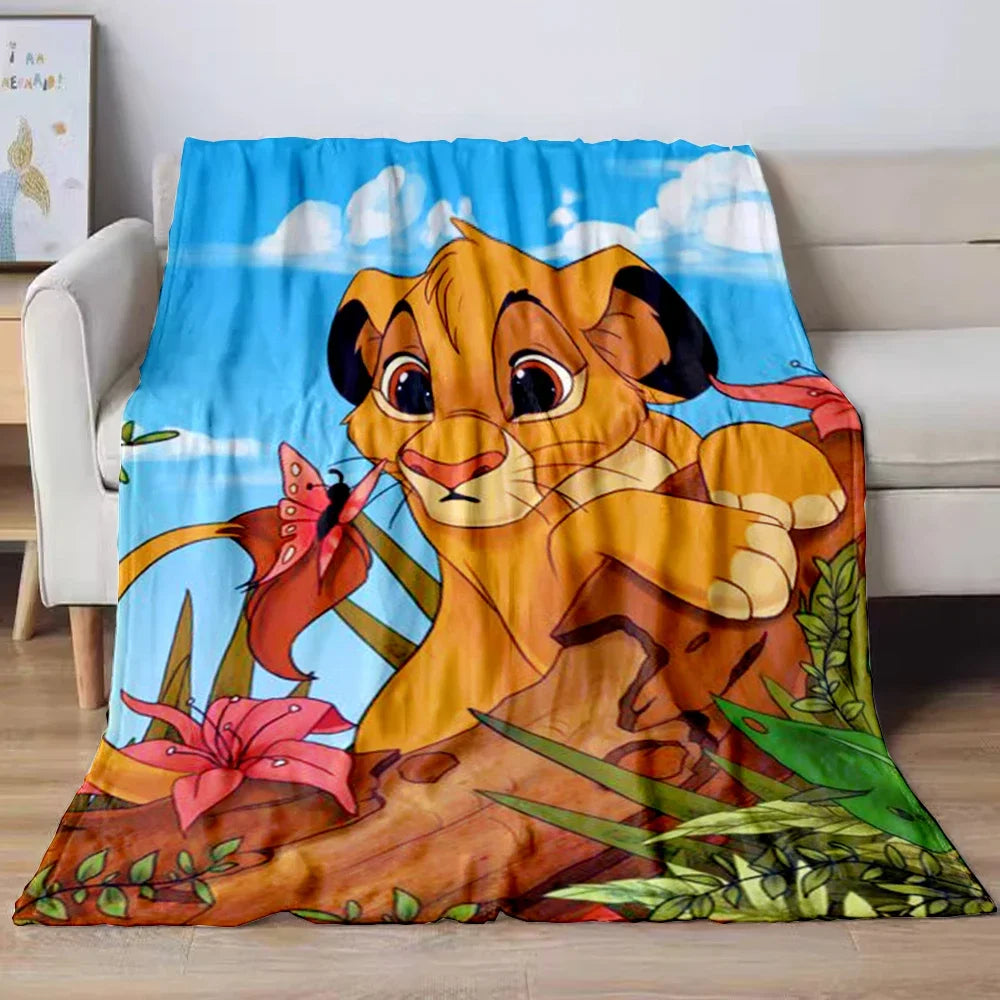 Lion King Simba Cartoon Flannel Blanket – Soft Cozy Throw for Sofa, Bed, Car, Camping, Travel & Kids Gift