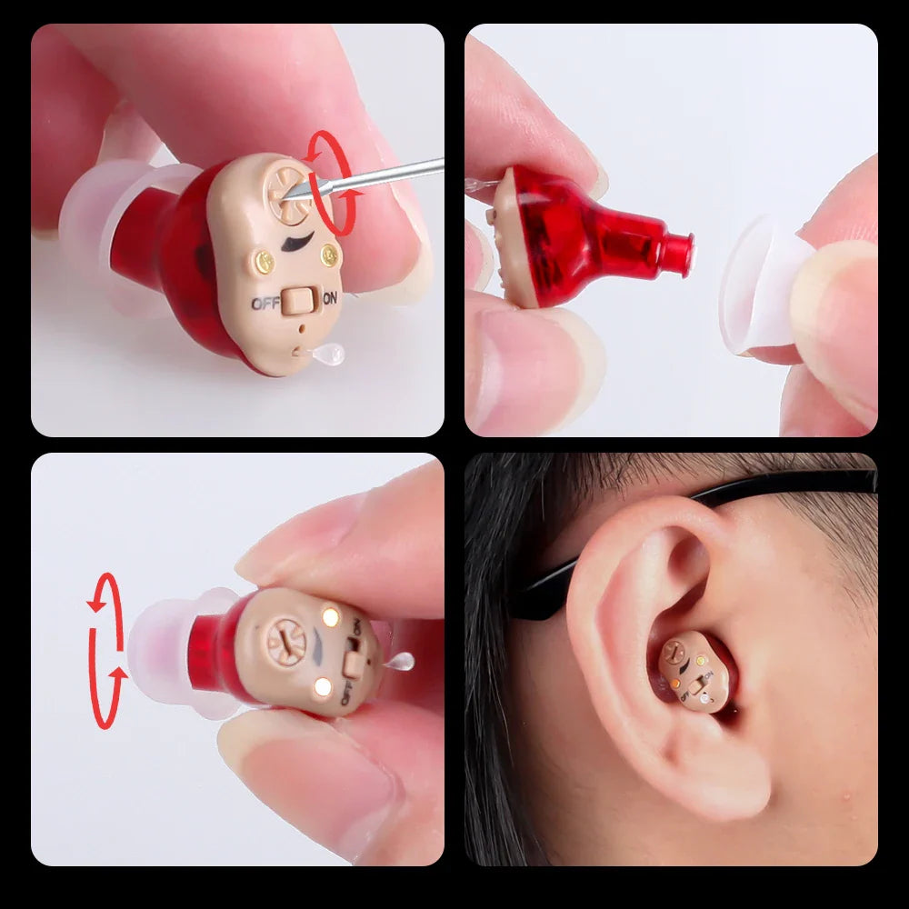 Rechargeable Invisible Hearing Aids for Elderly – Mini Wireless ITE Sound Amplifier Listening Device