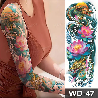 Large Temporary Leg Tattoos for Women - Sexy Animal & Anime Skull Water Transfer Body Art Stickers